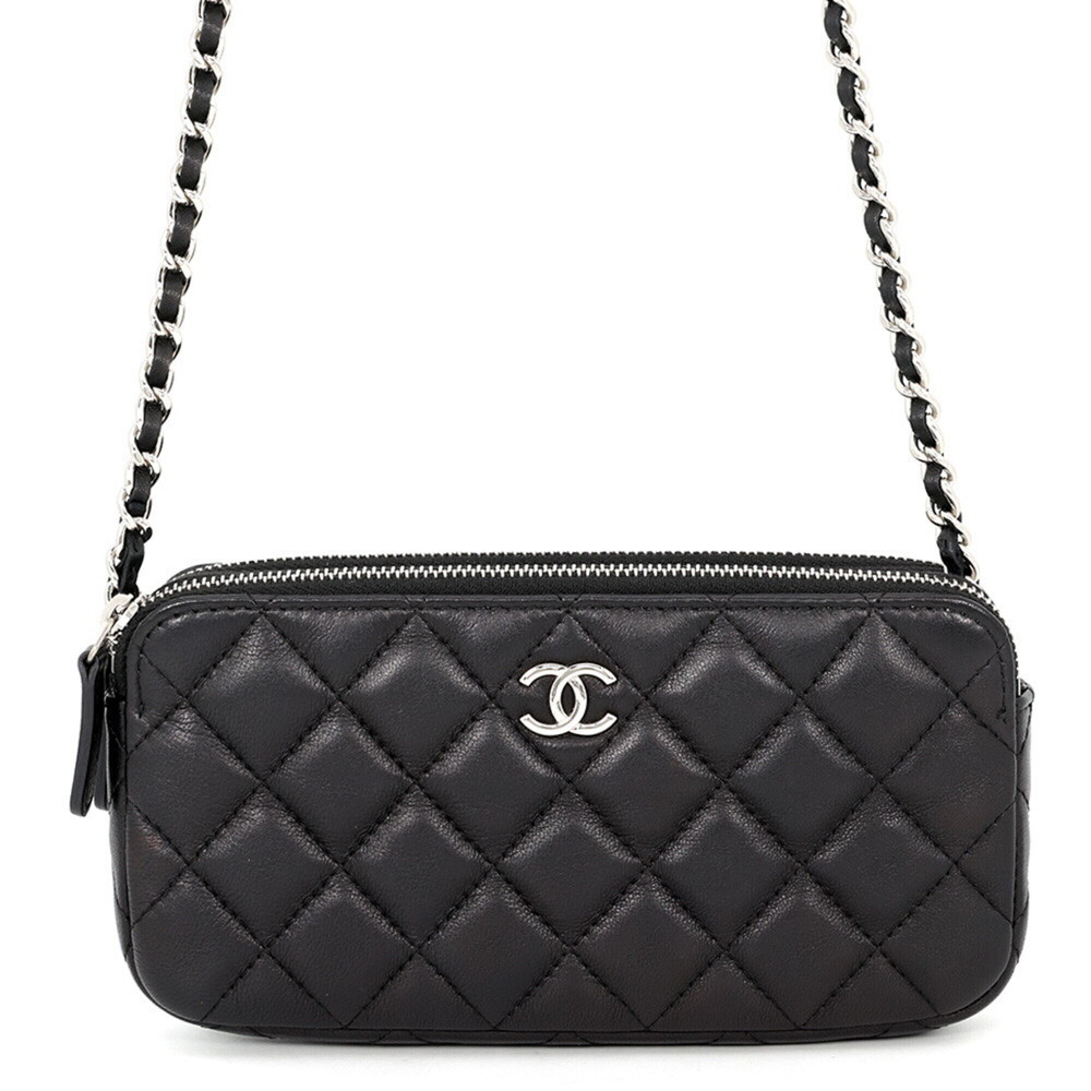 Chanel Chain Wallet, Coco Mark, Matelassé Lambskin, A82527, CHANEL Pochette B...